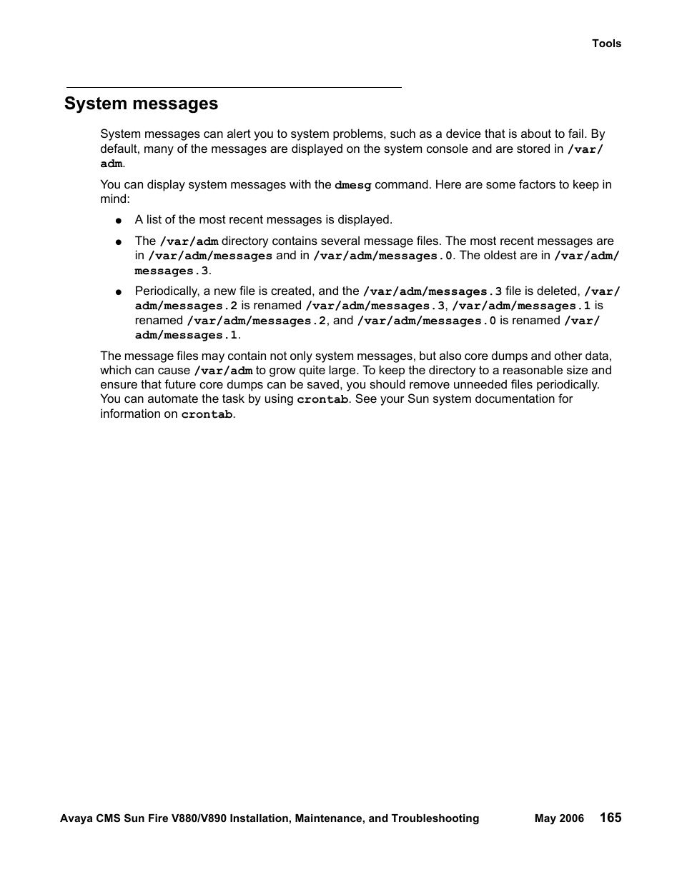 System messages | Sun Microsystems Sun Fire V880 User Manual | Page 165 / 208