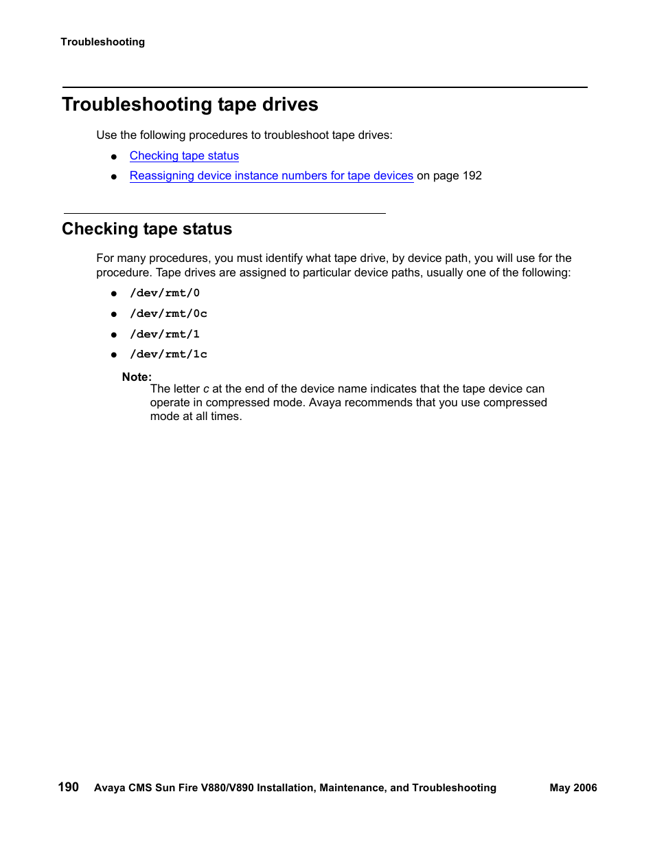 Troubleshooting tape drives, Checking tape status | Sun Microsystems Sun Fire V880 User Manual | Page 190 / 208