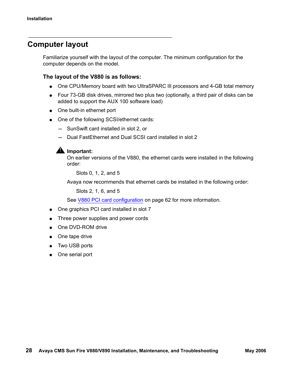 Computer layout | Sun Microsystems Sun Fire V880 User Manual | Page 28 / 208