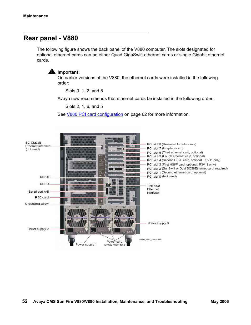 Rear panel - v880 | Sun Microsystems Sun Fire V880 User Manual | Page 52 / 208