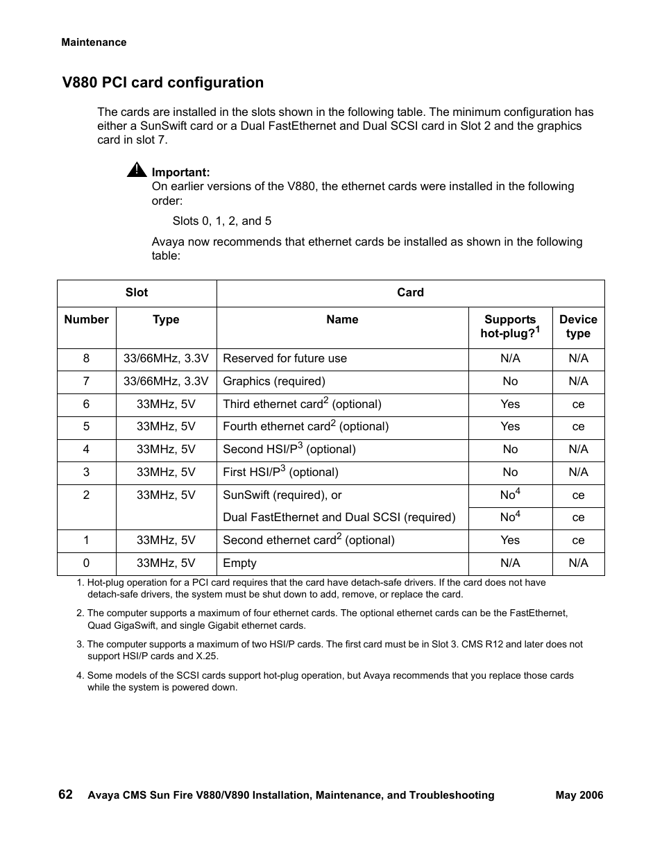 V880 pci card configuration, Alled, see, V880 pci card | Configuration, As shown in | Sun Microsystems Sun Fire V880 User Manual | Page 62 / 208