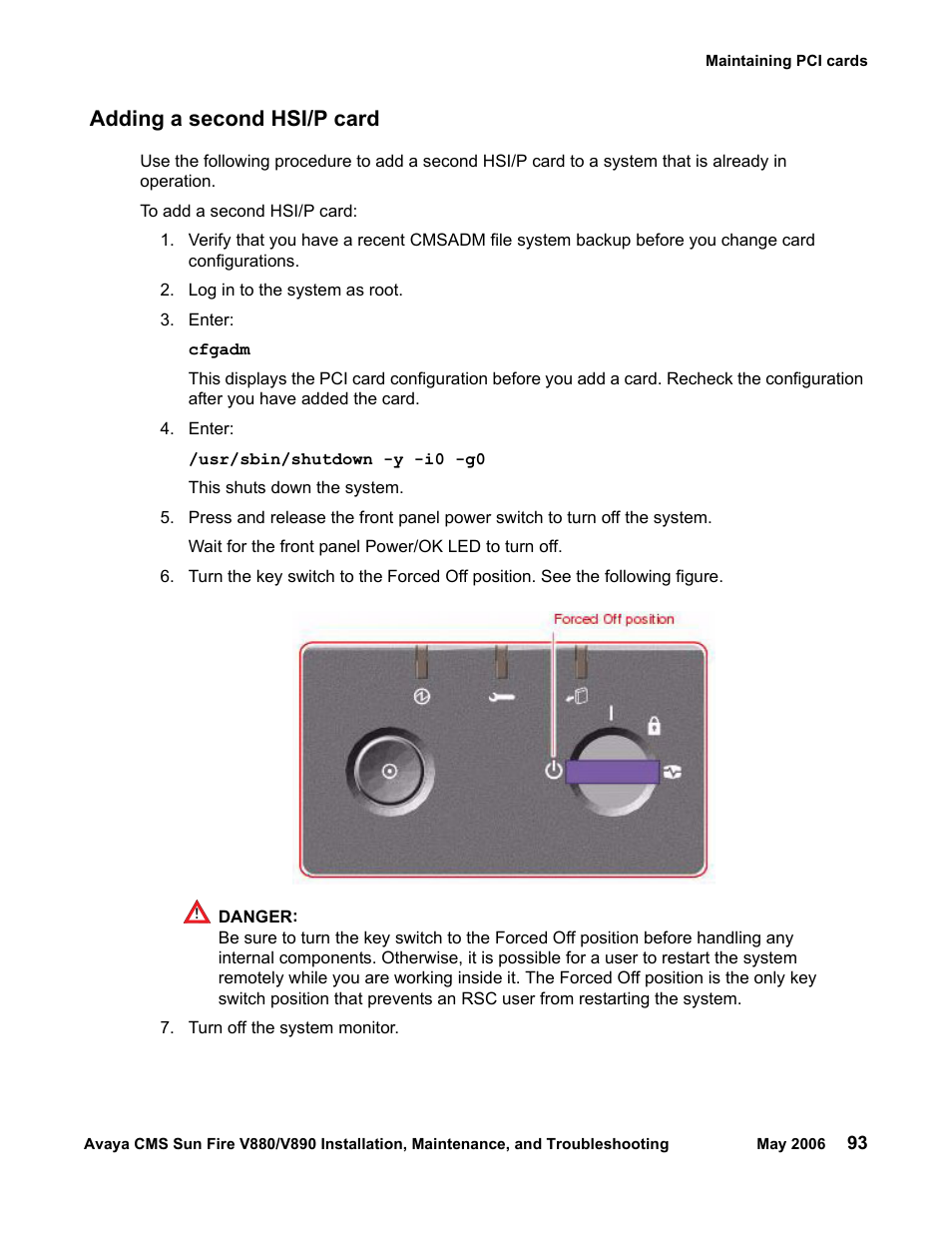 Adding a second hsi/p card | Sun Microsystems Sun Fire V880 User Manual | Page 93 / 208