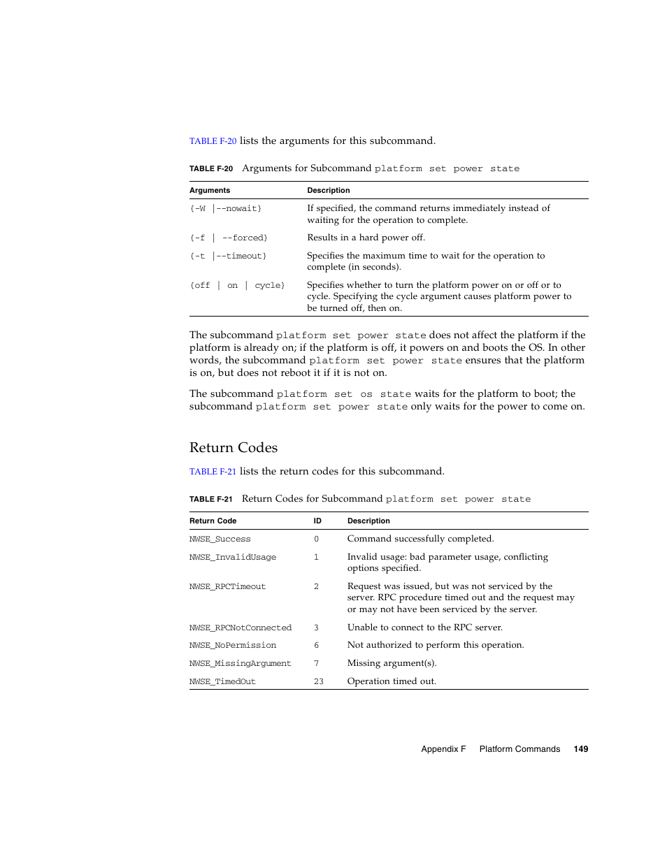Return codes | Sun Microsystems FIRE V40Z User Manual | Page 171 / 254