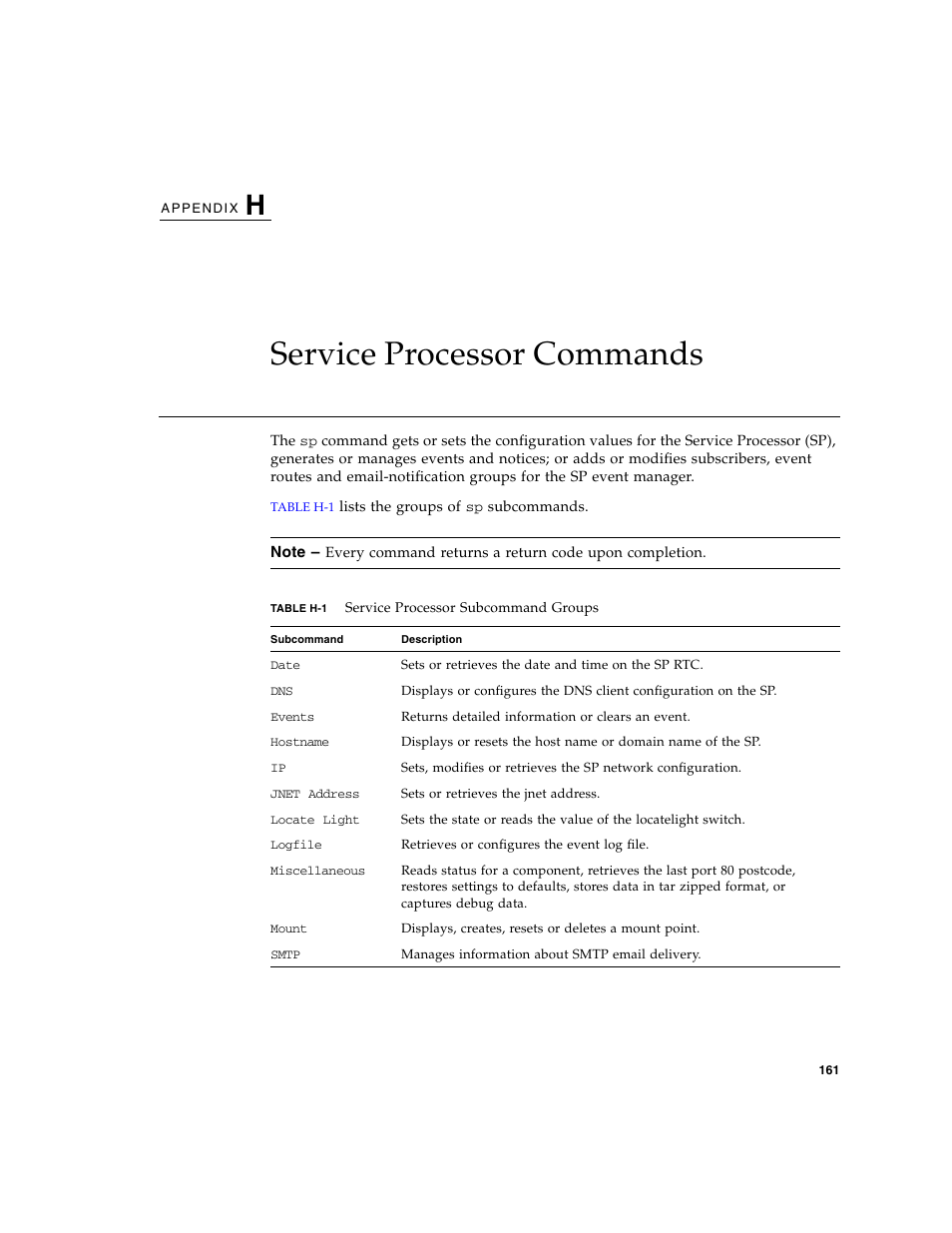 Service processor commands | Sun Microsystems FIRE V40Z User Manual | Page 183 / 254