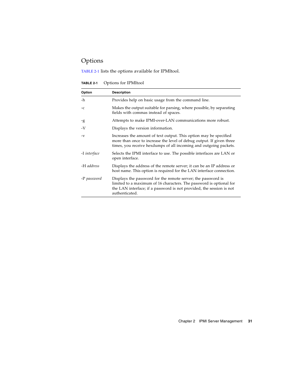 Options | Sun Microsystems FIRE V40Z User Manual | Page 53 / 254