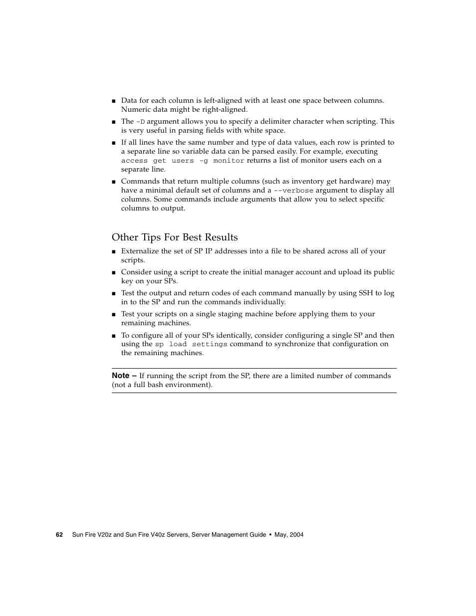 Other tips for best results | Sun Microsystems FIRE V40Z User Manual | Page 84 / 254