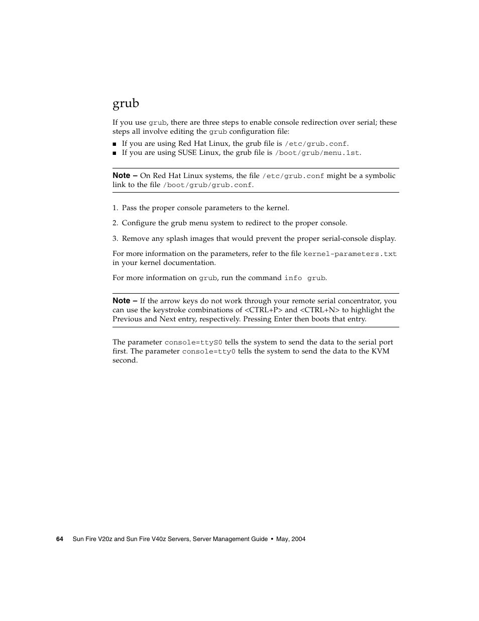 Grub | Sun Microsystems FIRE V40Z User Manual | Page 86 / 254