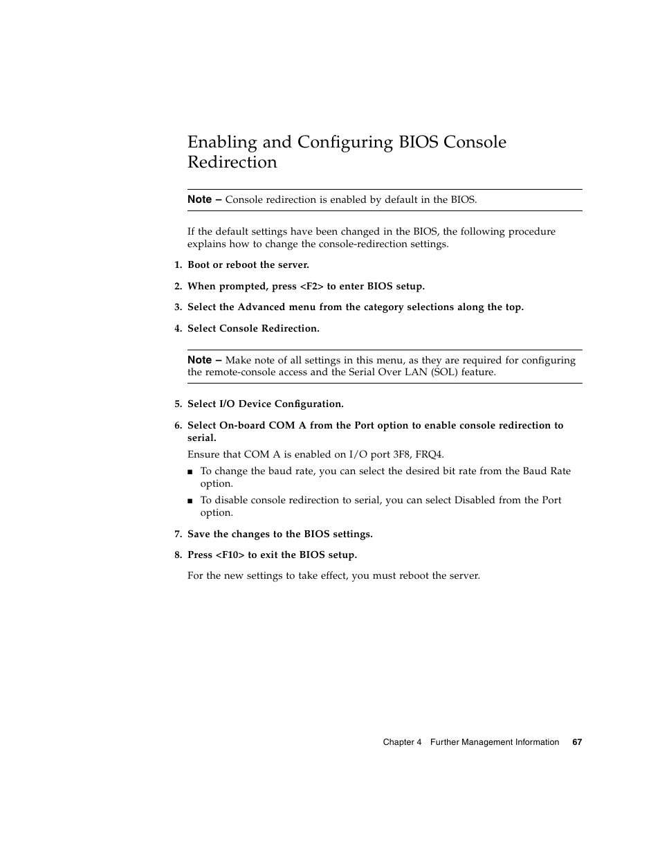 Enabling and configuring bios console redirection | Sun Microsystems FIRE V40Z User Manual | Page 89 / 254