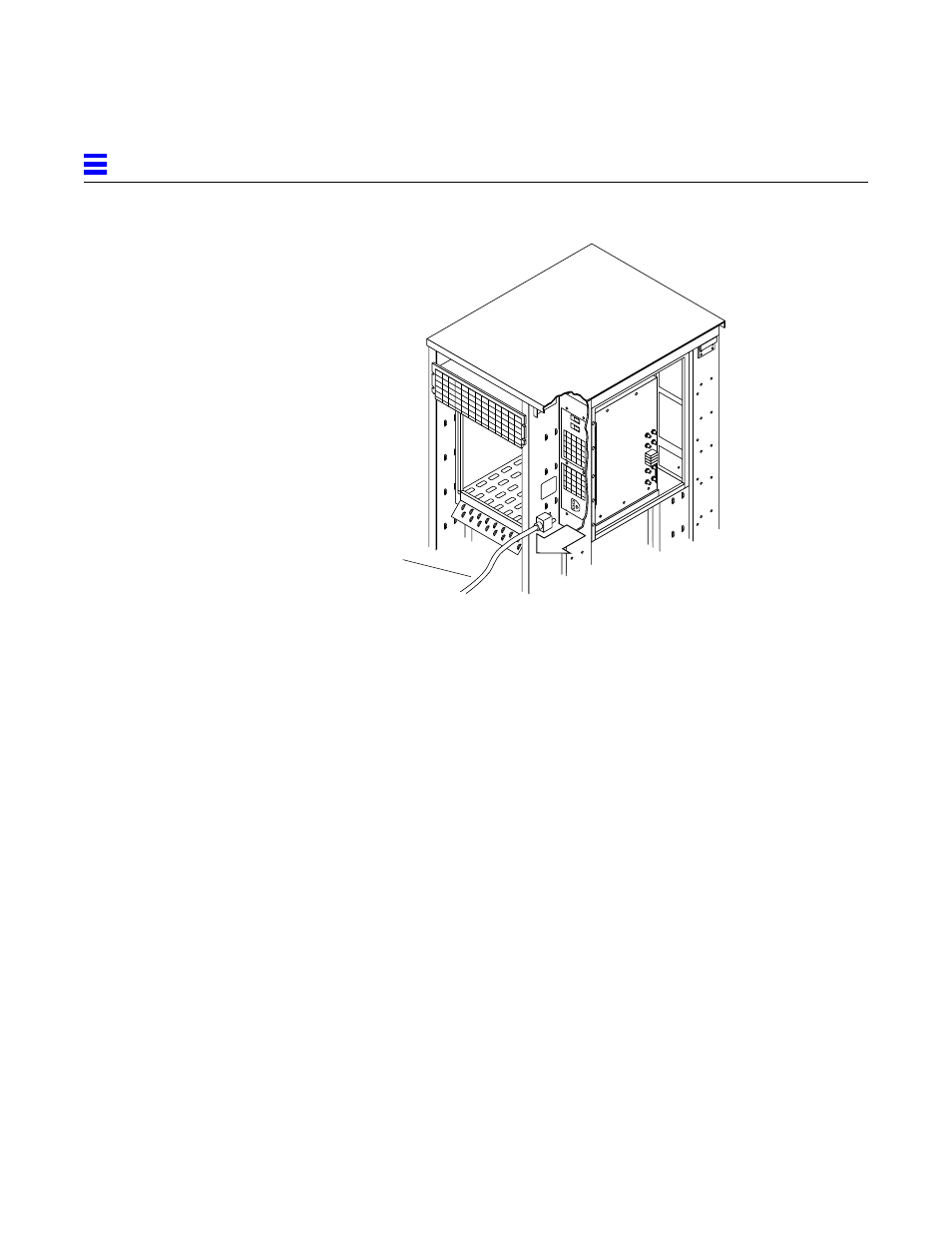 Remove the power supply cage cover panel, Figure 2-4, Disconnecting the top power supply power cord | Sun Microsystems 2000E User Manual | Page 22 / 54