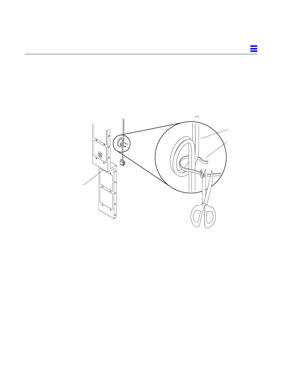 Filter cable, Free the filter cable, Figure28 freeing the filter cable | 2 power supply physical installation, Figure 2-8, Freeing the filter cable | Sun Microsystems 2000E User Manual | Page 25 / 54