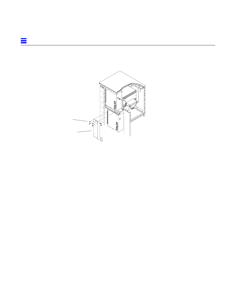 Install the bottom cover panel, Figure211 installing the bottom cover panel, 3 main bus bar installation | Orient the bus bar as shown in figure212, Figure 2-11, Installing the bottom cover panel | Sun Microsystems 2000E User Manual | Page 28 / 54