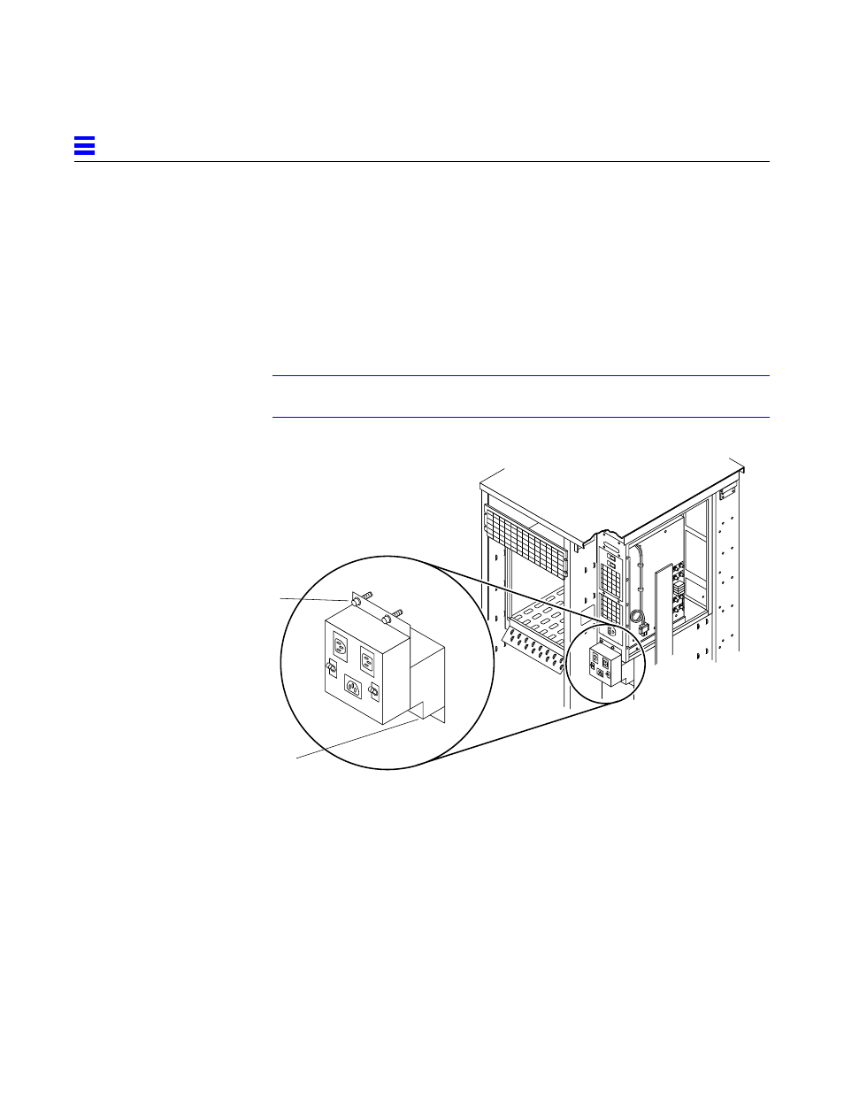 D. place the breaker box against power supply cage, Figure216 replacing the power breaker box, Replace the ac distribution unit | Figure 2-16, Replacing the power breaker box | Sun Microsystems 2000E User Manual | Page 32 / 54