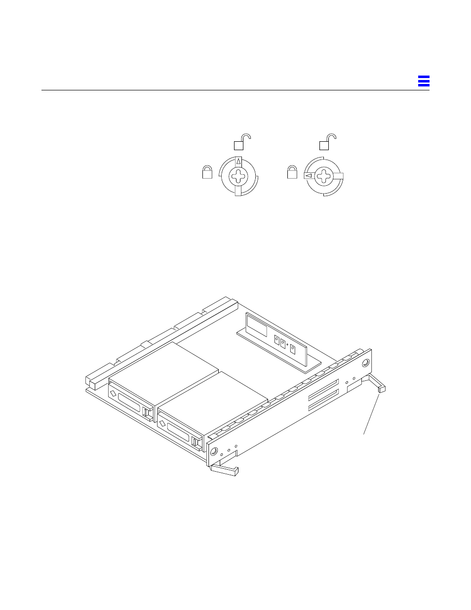 Figure55 disk board, Figure 5-4, Unlocking and locking quarter-turn access slots | Sun Microsystems 6.0005E+11 User Manual | Page 115 / 333