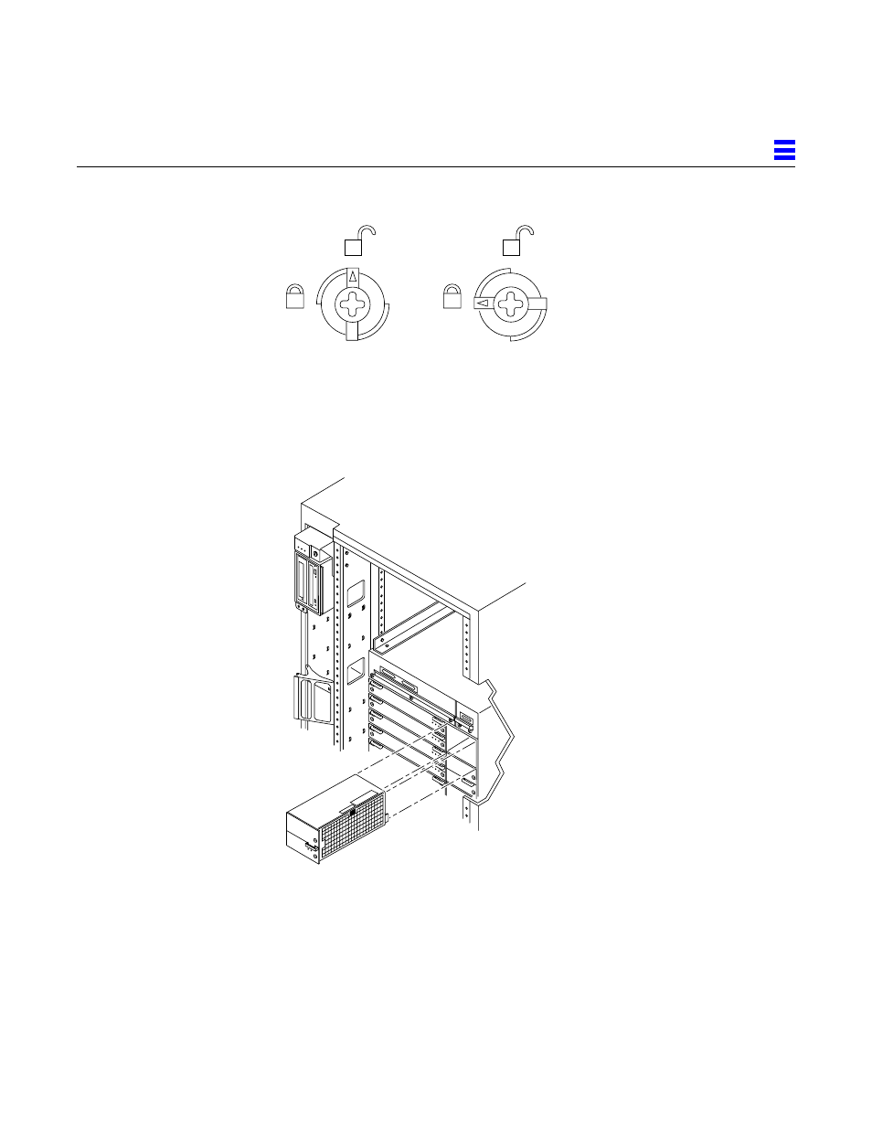 Figure67 quarter-turn access slots, Figure 7-7, Quarter-turn access slots | Figure 7-8 | Sun Microsystems 6.0005E+11 User Manual | Page 145 / 333