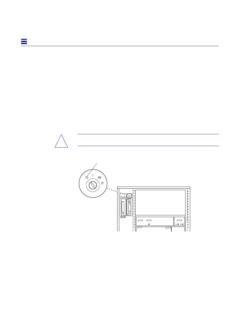 Turn off the system power in this order, A. external drives and expansion cabinets (if any), B. system cabinet | C. terminal, Turn the ac power sequencer power switch to off, Figure 12-1, Keyswitch standby position (cabinet system), See figure 12-1 (cabinet) | Sun Microsystems 6.0005E+11 User Manual | Page 194 / 333