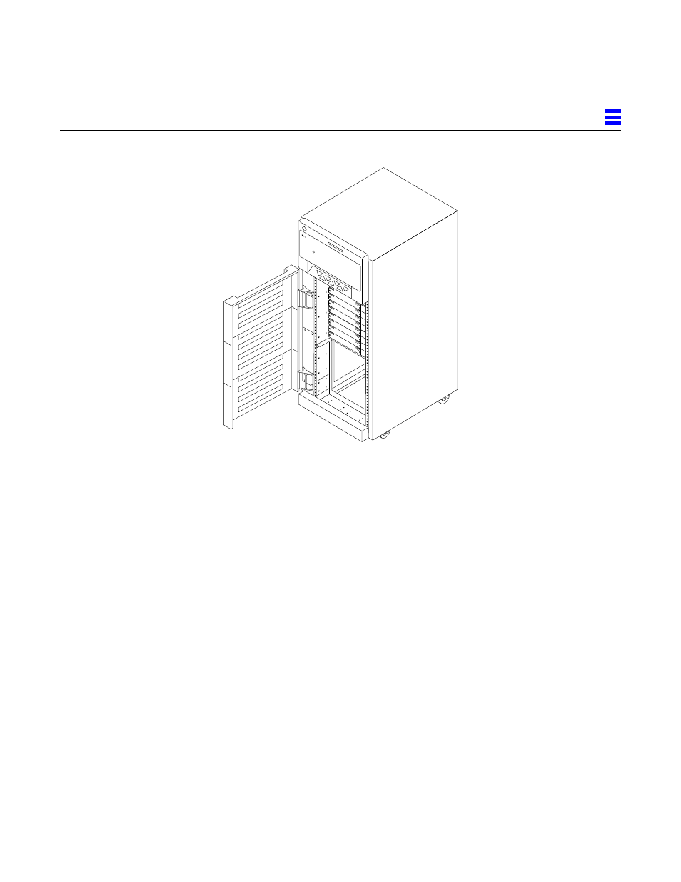 Figure122 opening the three-panel hinged door, Figure 13-2, Opening the three-panel hinged door | Sun Microsystems 6.0005E+11 User Manual | Page 209 / 333