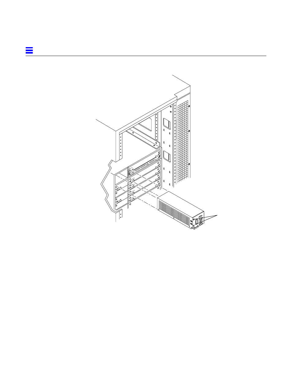 To replace the fan tray assembly, Figure e-14, Removing the 200/240v fan tray assembly | E-22 | Sun Microsystems 6.0005E+11 User Manual | Page 270 / 333