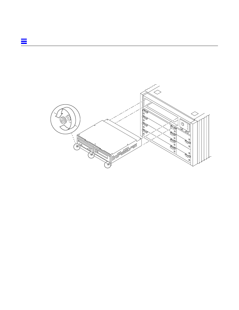 Figuree18 removing the scsi tray, B. unscrew and remove each foot, Turn the enclosure front side down onto a surface | Lift and remove the rear chassis and set it aside, Figure e-18, Removing the scsi tray, E-32 | Sun Microsystems 6.0005E+11 User Manual | Page 280 / 333