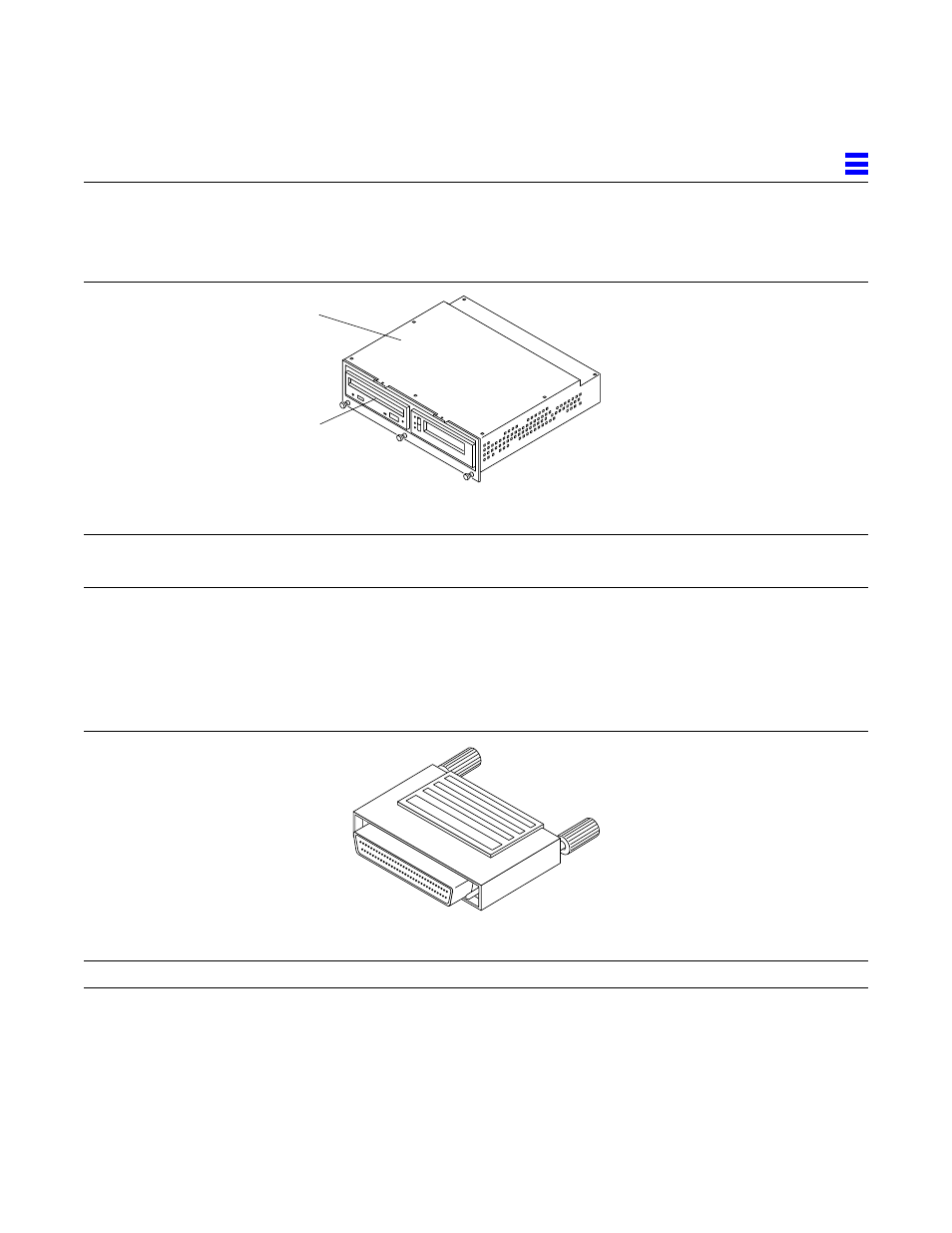 Tablef23 cd-rom and tape devices, Tablef24 68 pin terminator, Table f-23 | Cd-rom and tape devices, F-23, Table f-24, 68 pin terminator | Sun Microsystems 6.0005E+11 User Manual | Page 307 / 333