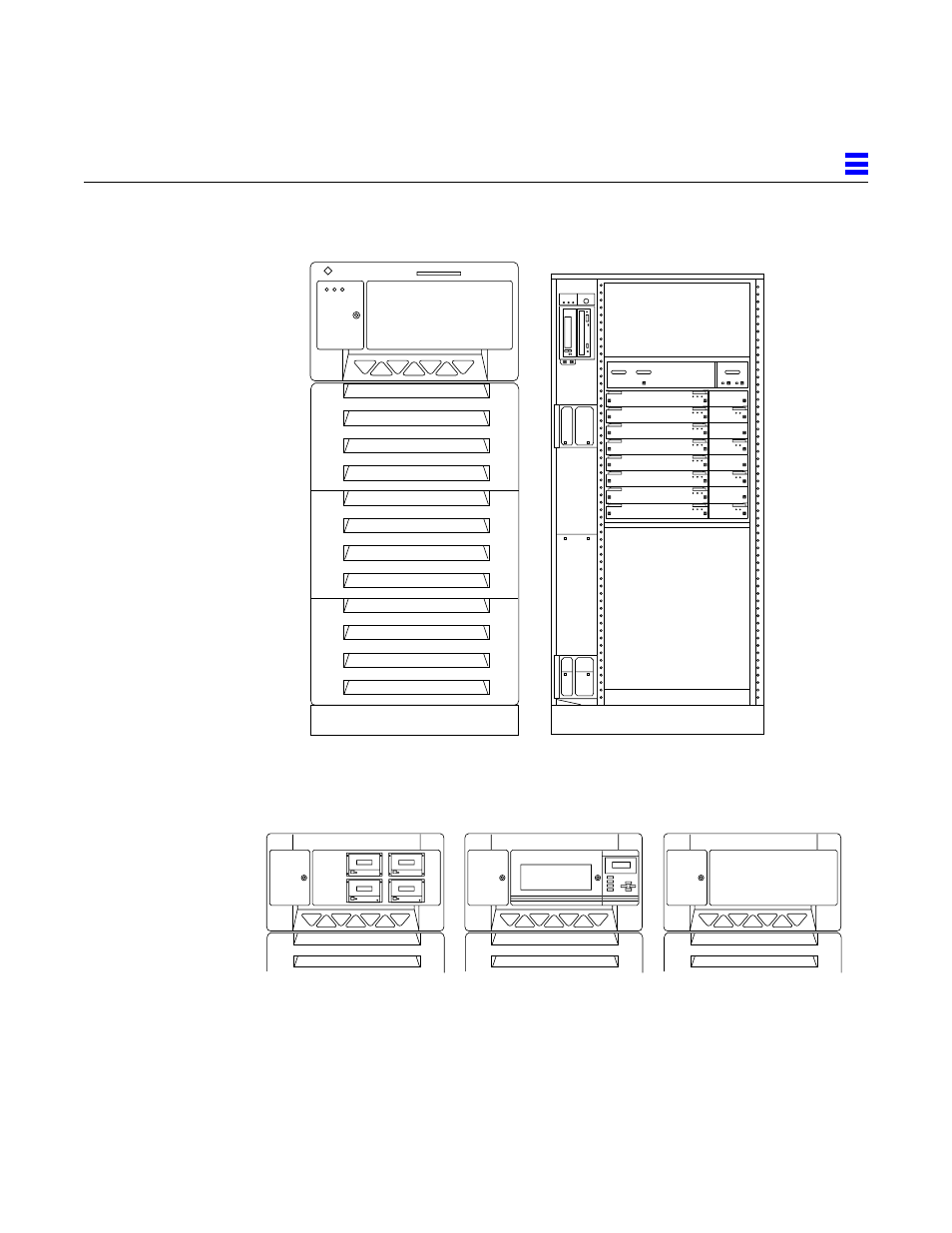 Figure 1-2, Enterprise 6000/5000 system cabinet (front view), Figure 1-3 | Bezels for cabinet system - three examples | Sun Microsystems 6.0005E+11 User Manual | Page 37 / 333