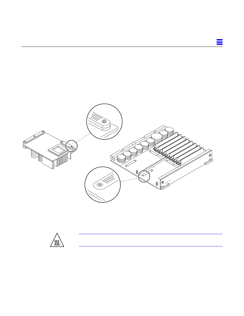 1 removing a module, Figure310 ultra sparc module connector detail, Figure 3-10 | Ultra sparc module connector detail | Sun Microsystems 6.0005E+11 User Manual | Page 63 / 333