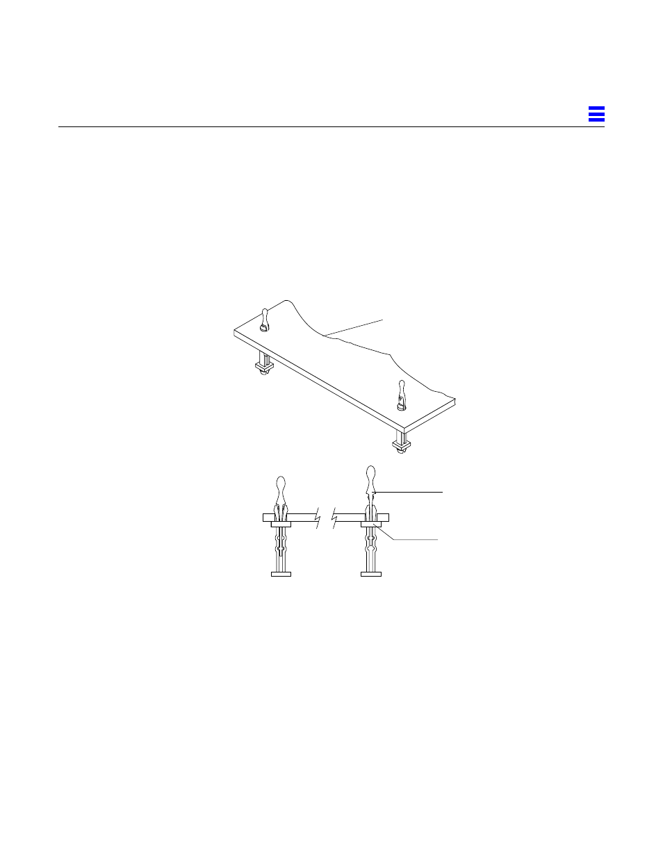 1 plastic standoffs, Figure314 locking and unlocking standoffs, 2 removing an sbus card | Use figure313 to locate the card to be removed, Figure 4-14, Locking and unlocking standoffs | Sun Microsystems 6.0005E+11 User Manual | Page 93 / 333