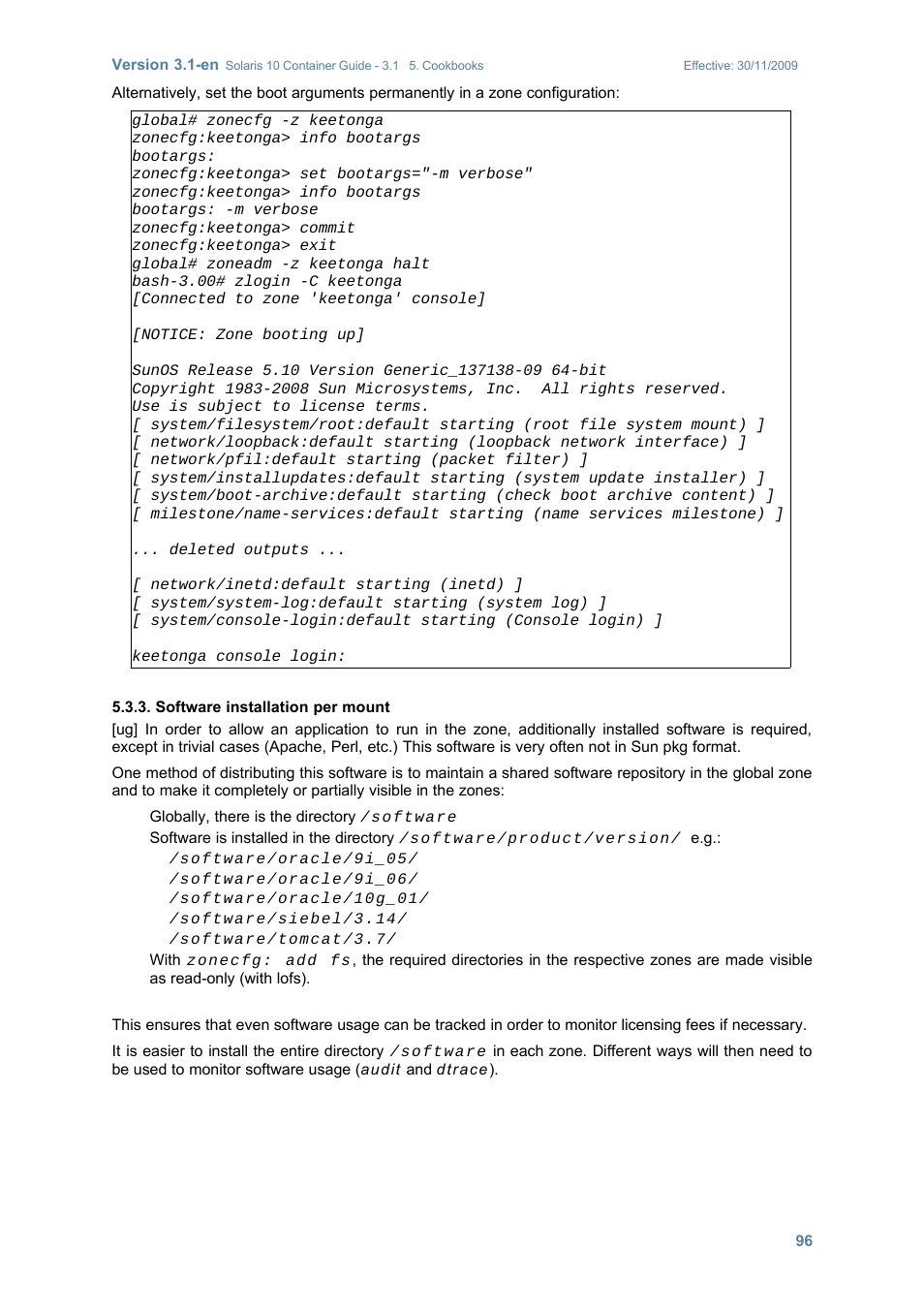 Software installation per mount | Sun Microsystems SOLARIS 10 User Manual | Page 103 / 121