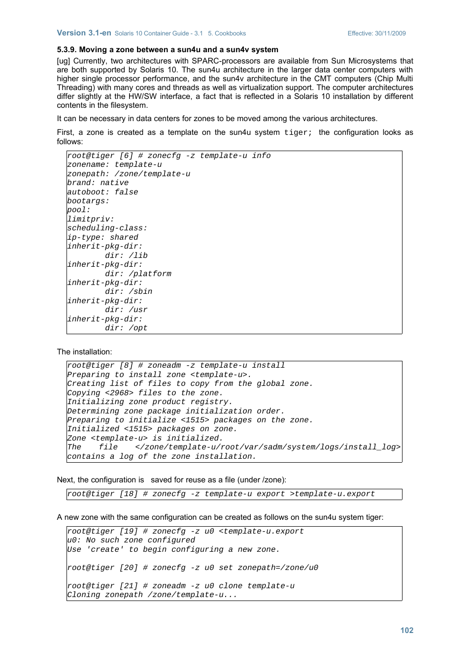 Moving a zone between a sun4u and a sun4v system | Sun Microsystems SOLARIS 10 User Manual | Page 109 / 121