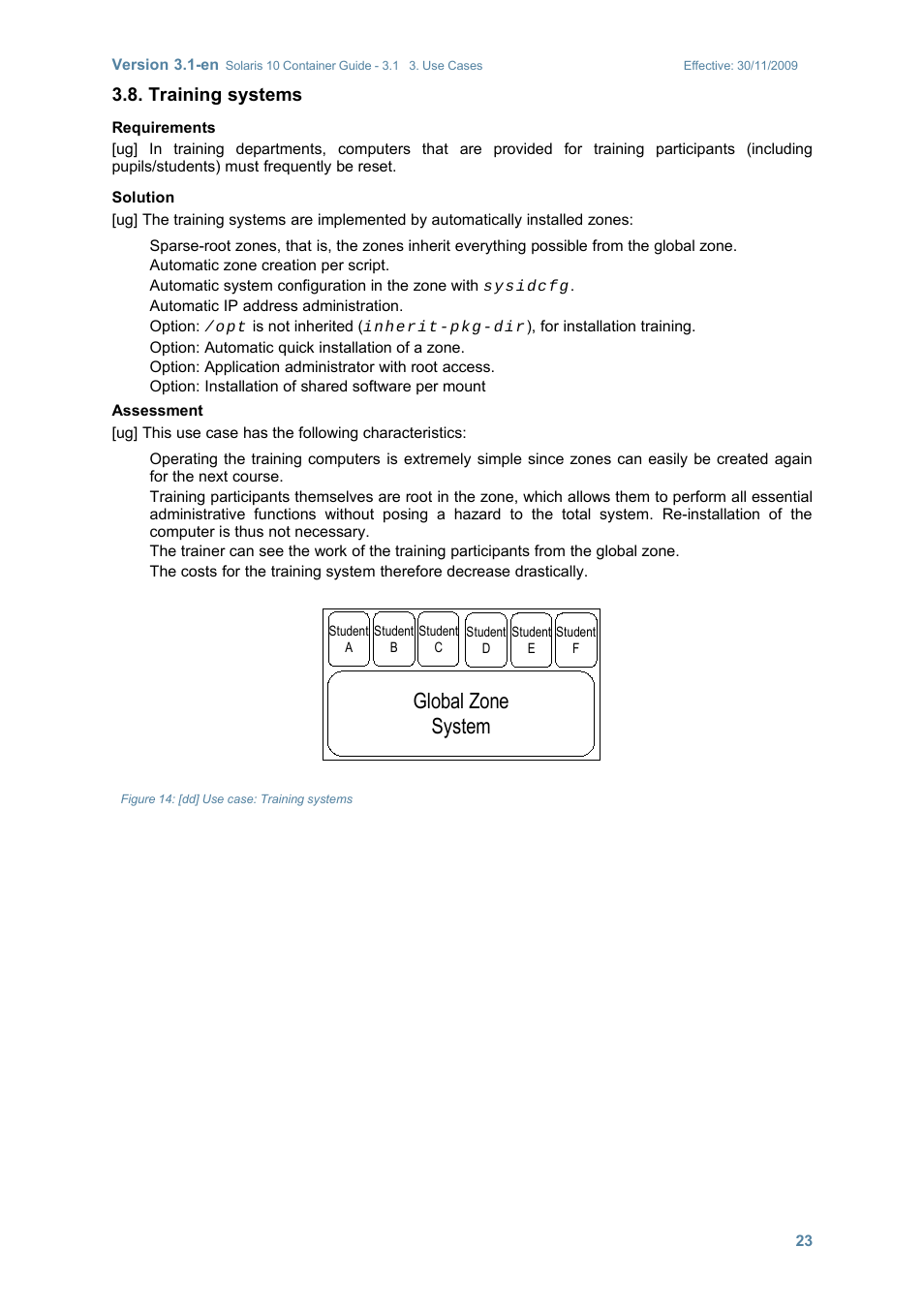 Training systems, Global zone system | Sun Microsystems SOLARIS 10 User Manual | Page 30 / 121