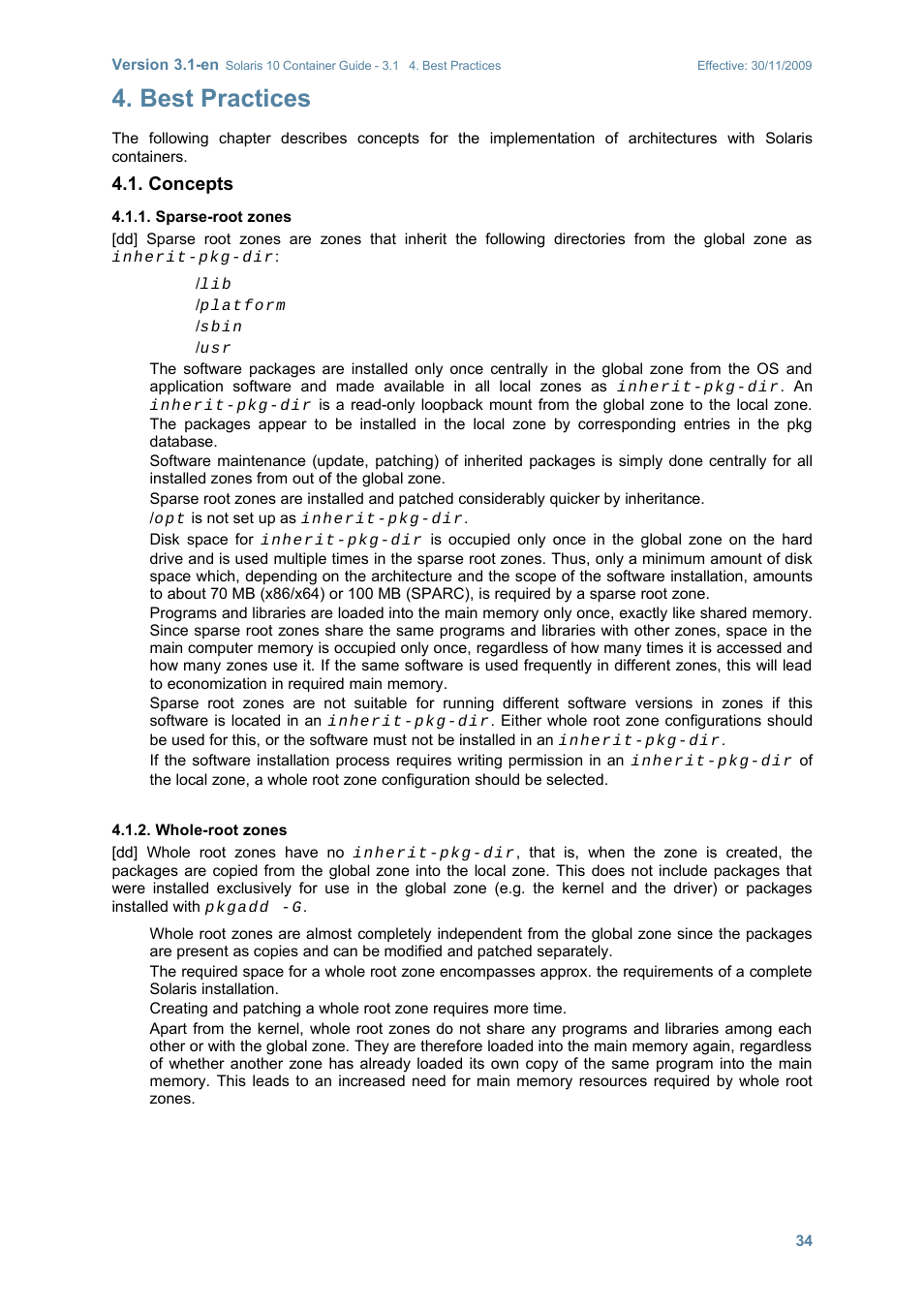 Best practices, Concepts, Sparse-root zones | Whole-root zones | Sun Microsystems SOLARIS 10 User Manual | Page 41 / 121