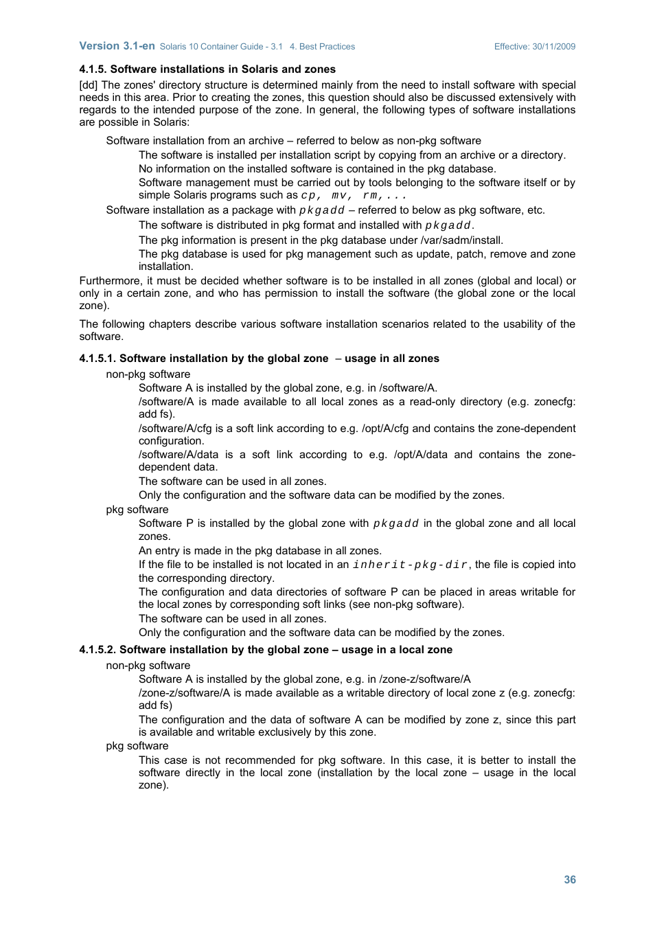 Software installations in solaris and zones | Sun Microsystems SOLARIS 10 User Manual | Page 43 / 121