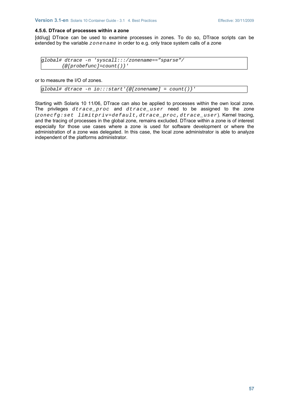 Dtrace of processes within a zone | Sun Microsystems SOLARIS 10 User Manual | Page 64 / 121