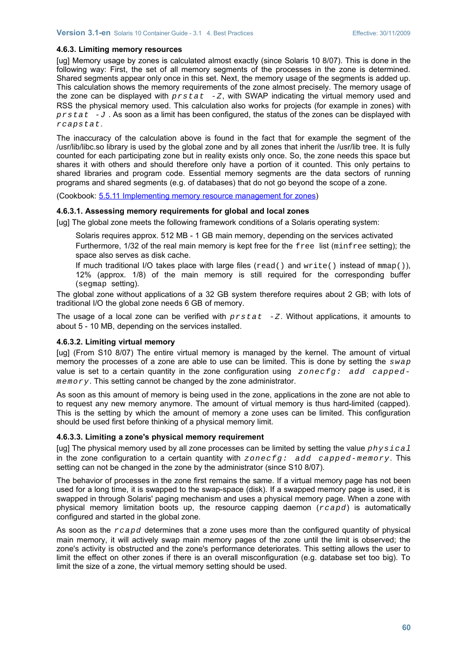 Limiting memory resources, Limiting virtual memory, Limiting a zone's physical memory requirement | Sun Microsystems SOLARIS 10 User Manual | Page 67 / 121