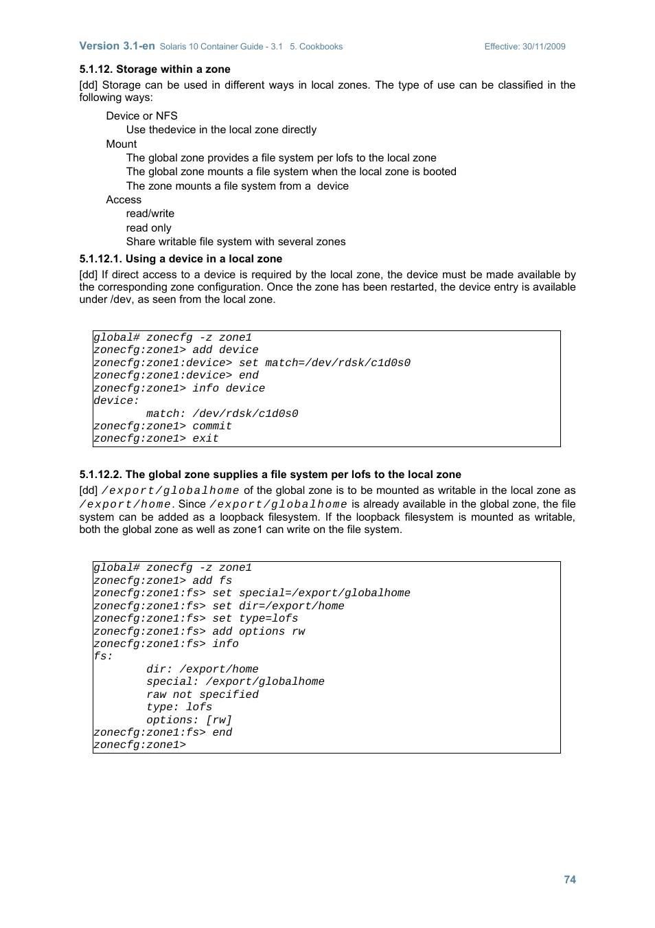 Storage within a zone, Using a device in a local zone | Sun Microsystems SOLARIS 10 User Manual | Page 81 / 121