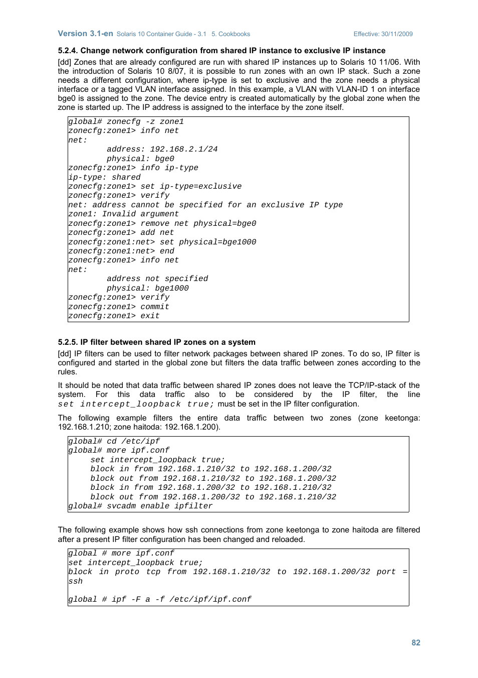 Ip filter between shared ip zones on a system | Sun Microsystems SOLARIS 10 User Manual | Page 89 / 121