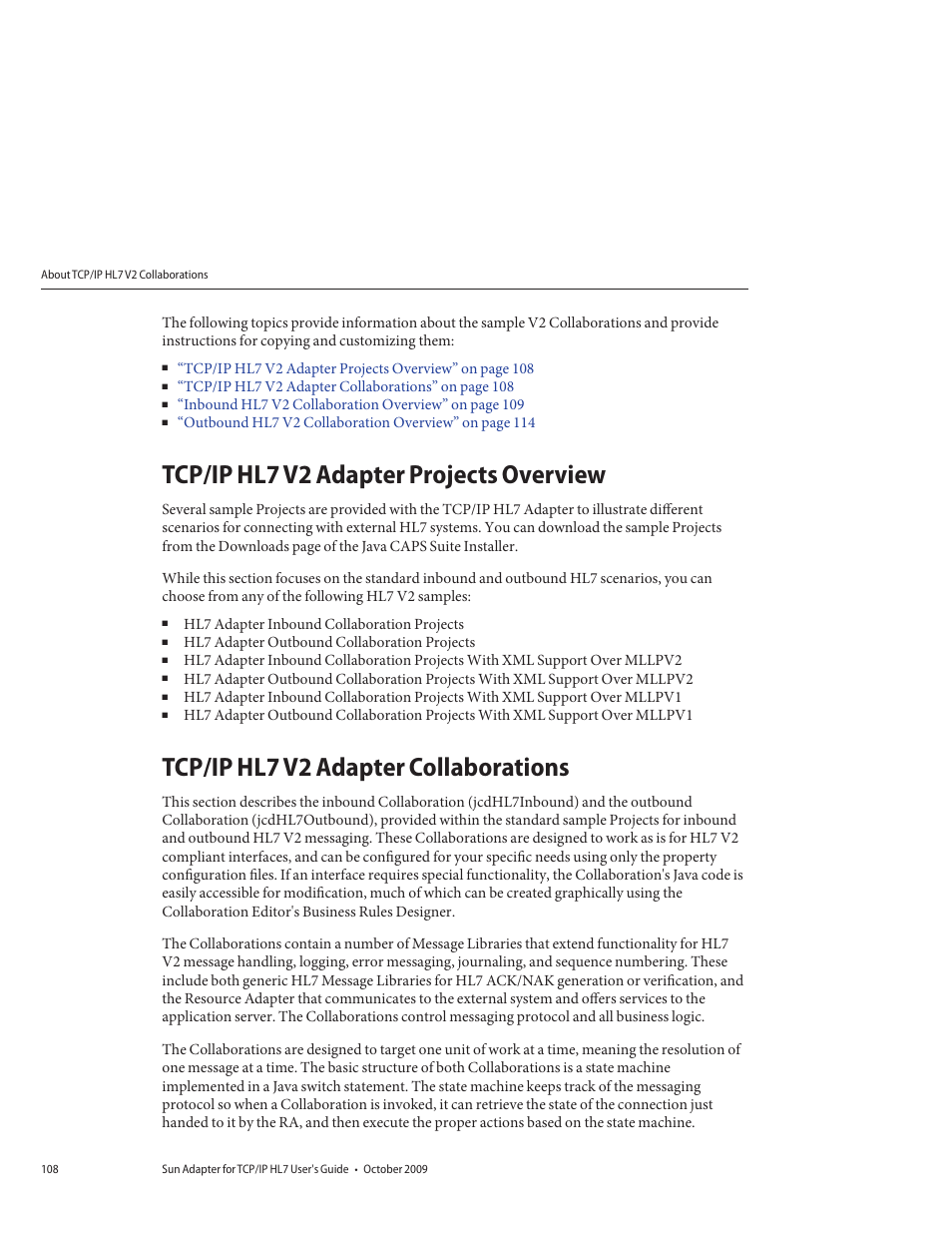 Tcp/ip hl7 v2 adapter projects overview, Tcp/ip hl7 v2 adapter collaborations | Sun Microsystems Sun Adapter IP HL 7 User Manual | Page 108 / 150