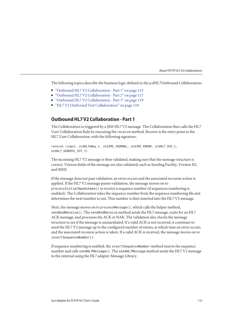 Outbound hl7 v2 collaboration - part 1 | Sun Microsystems Sun Adapter IP HL 7 User Manual | Page 115 / 150