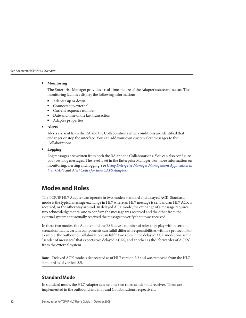 Modes and roles, Standard mode | Sun Microsystems Sun Adapter IP HL 7 User Manual | Page 12 / 150