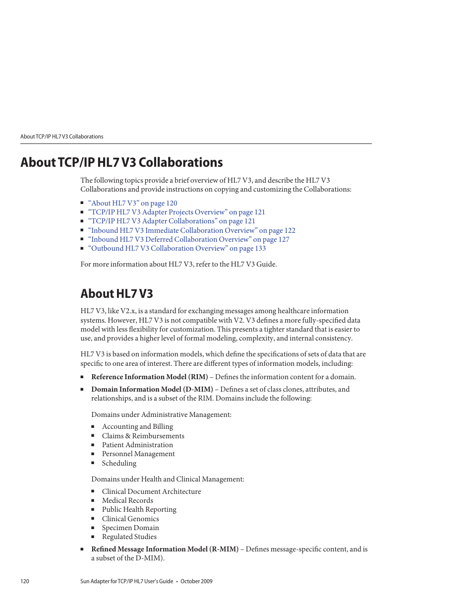 About tcp/ip hl7 v3 collaborations, About hl7 v3 | Sun Microsystems Sun Adapter IP HL 7 User Manual | Page 120 / 150