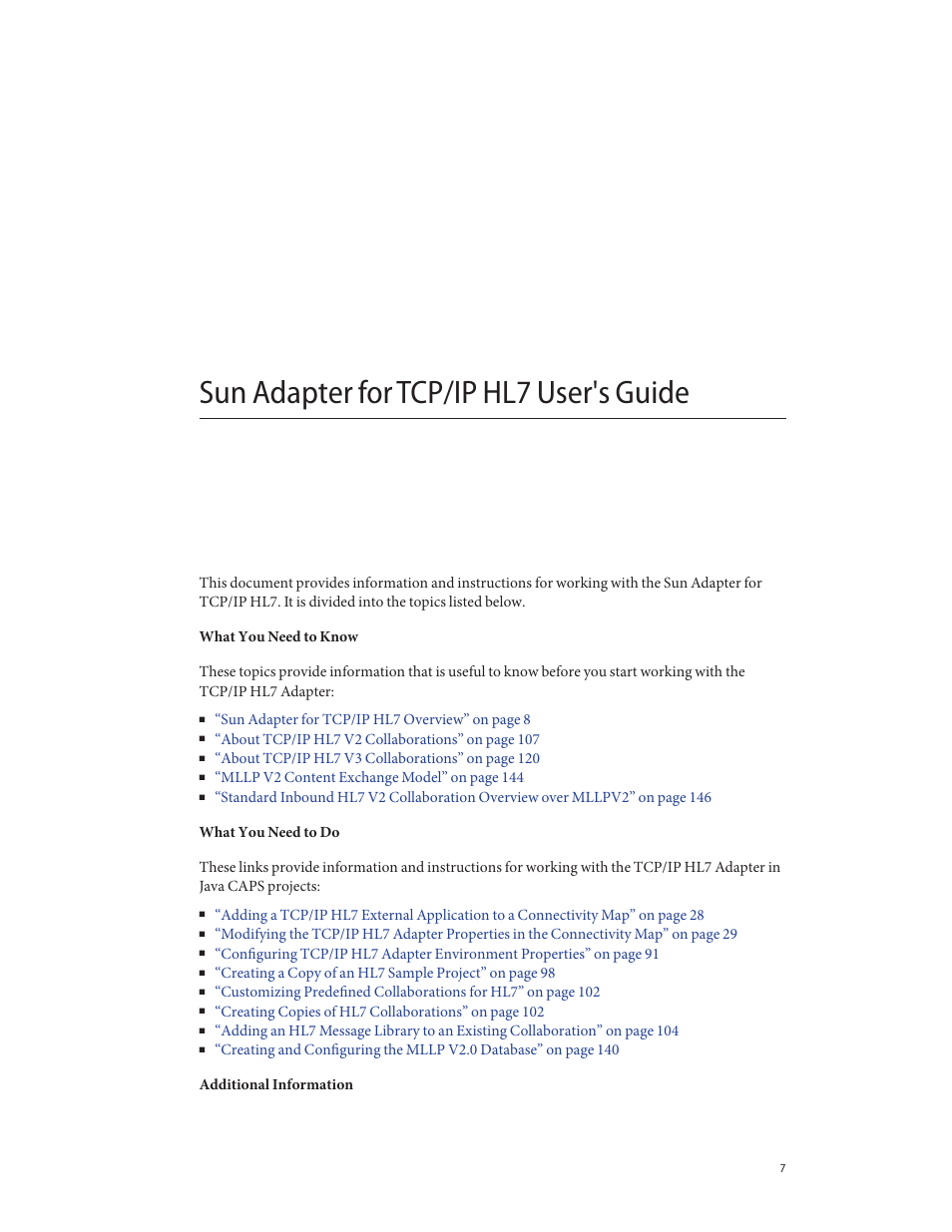 Sun adapter for tcp/ip hl7 user's guide | Sun Microsystems Sun Adapter IP HL 7 User Manual | Page 7 / 150