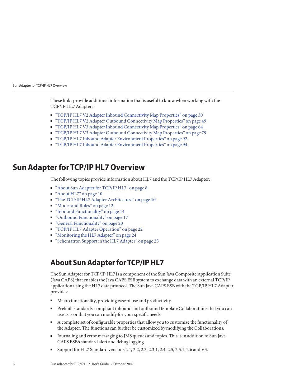 Sun adapter for tcp/ip hl7 overview, About sun adapter for tcp/ip hl7 | Sun Microsystems Sun Adapter IP HL 7 User Manual | Page 8 / 150