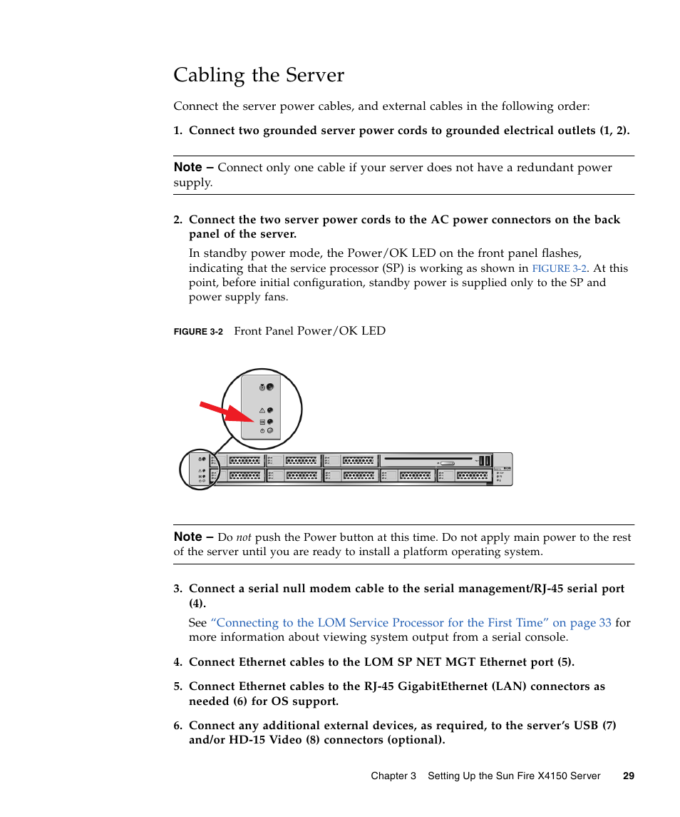 Cabling the server | Sun Microsystems X4150 User Manual | Page 39 / 82