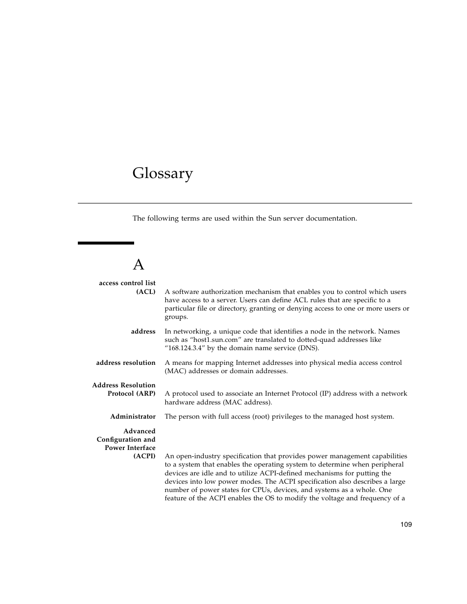 Glossary | Sun Microsystems Sun Fire X4150 User Manual | Page 125 / 150