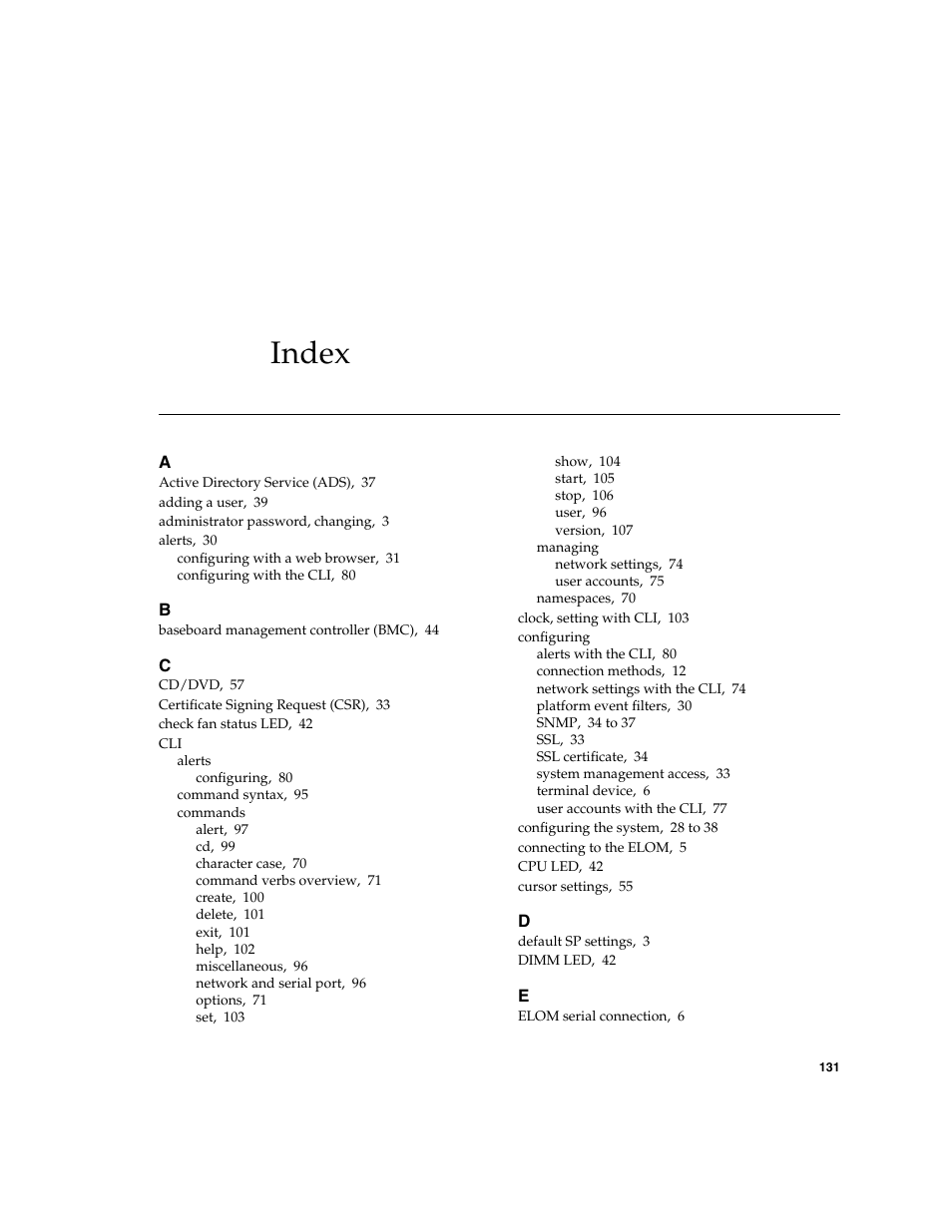 Index | Sun Microsystems Sun Fire X4150 User Manual | Page 147 / 150