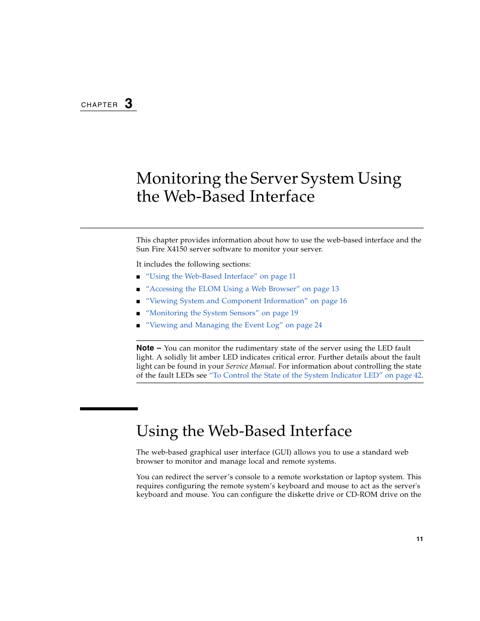 Using the web-based interface, Chapter 3 | Sun Microsystems Sun Fire X4150 User Manual | Page 27 / 150