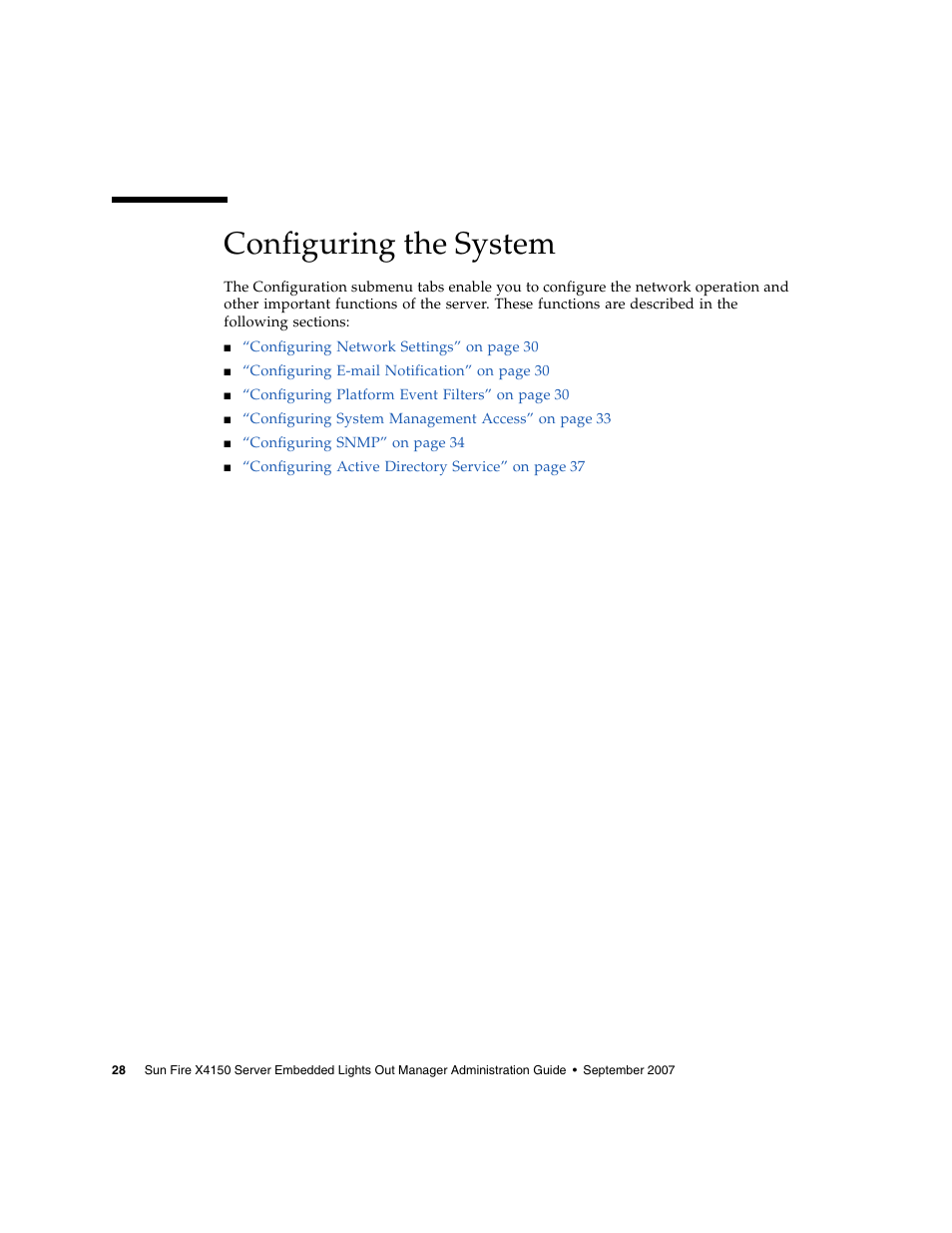 Configuring the system | Sun Microsystems Sun Fire X4150 User Manual | Page 44 / 150