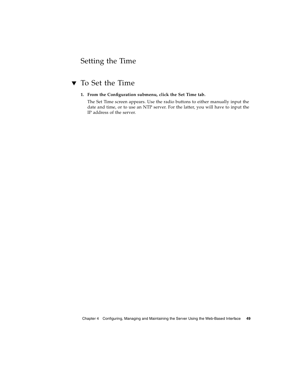 Setting the time, To set the time | Sun Microsystems Sun Fire X4150 User Manual | Page 65 / 150