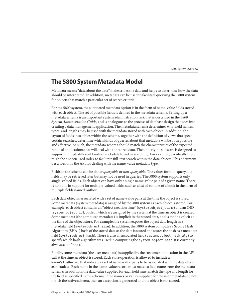 The 5800 system metadata model | Sun Microsystems Sun StorageTek 5800 User Manual | Page 19 / 136