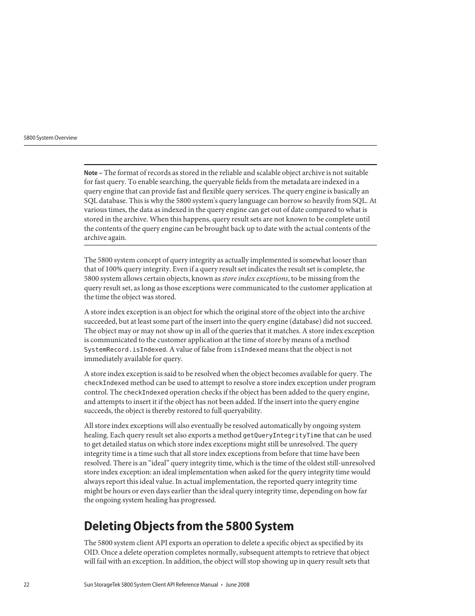 Deleting objects from the 5800 system | Sun Microsystems Sun StorageTek 5800 User Manual | Page 22 / 136