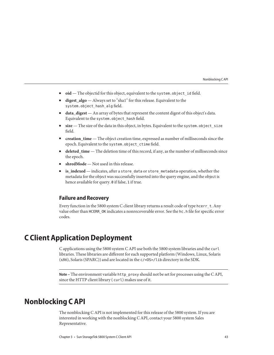 Failure and recovery, C client application deployment, Nonblocking c api | Sun Microsystems Sun StorageTek 5800 User Manual | Page 43 / 136